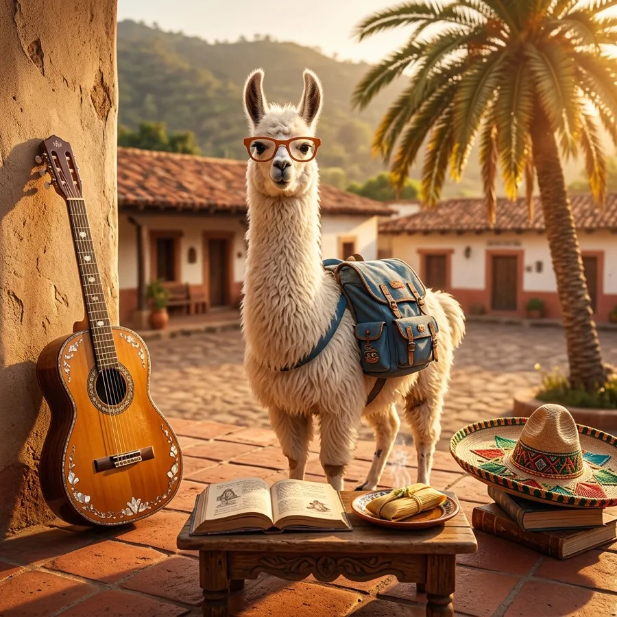 Llama viajera para el taller Espanol sin fronteras
